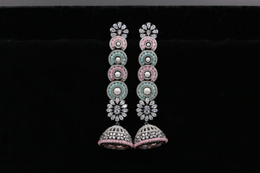 Diya Victorian CZ Jhumka -Pastel