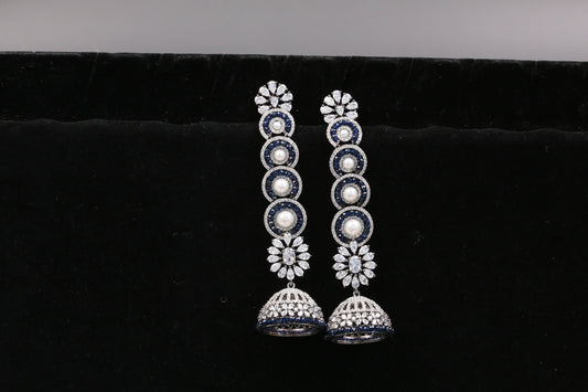 Diya Victorian CZ Jhumka - Blue