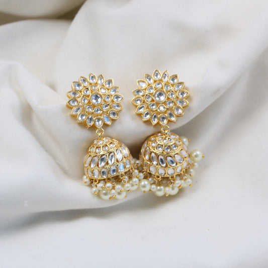 Uncut Clear Kundan Jhumka