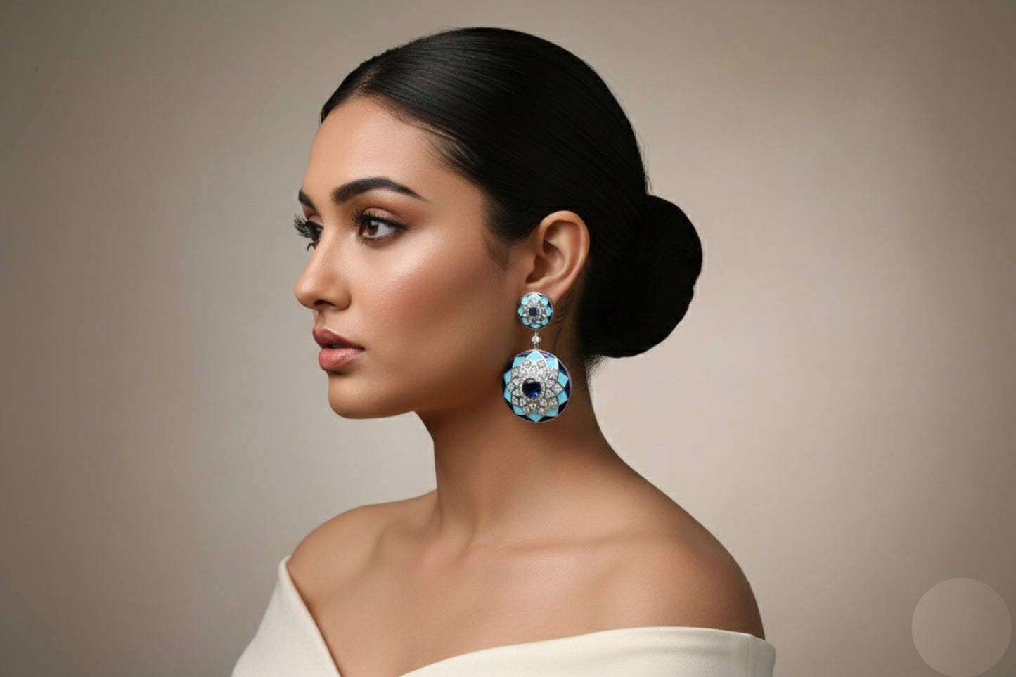 Contemporary Premium CZ Enamel Earrings - Turquoise