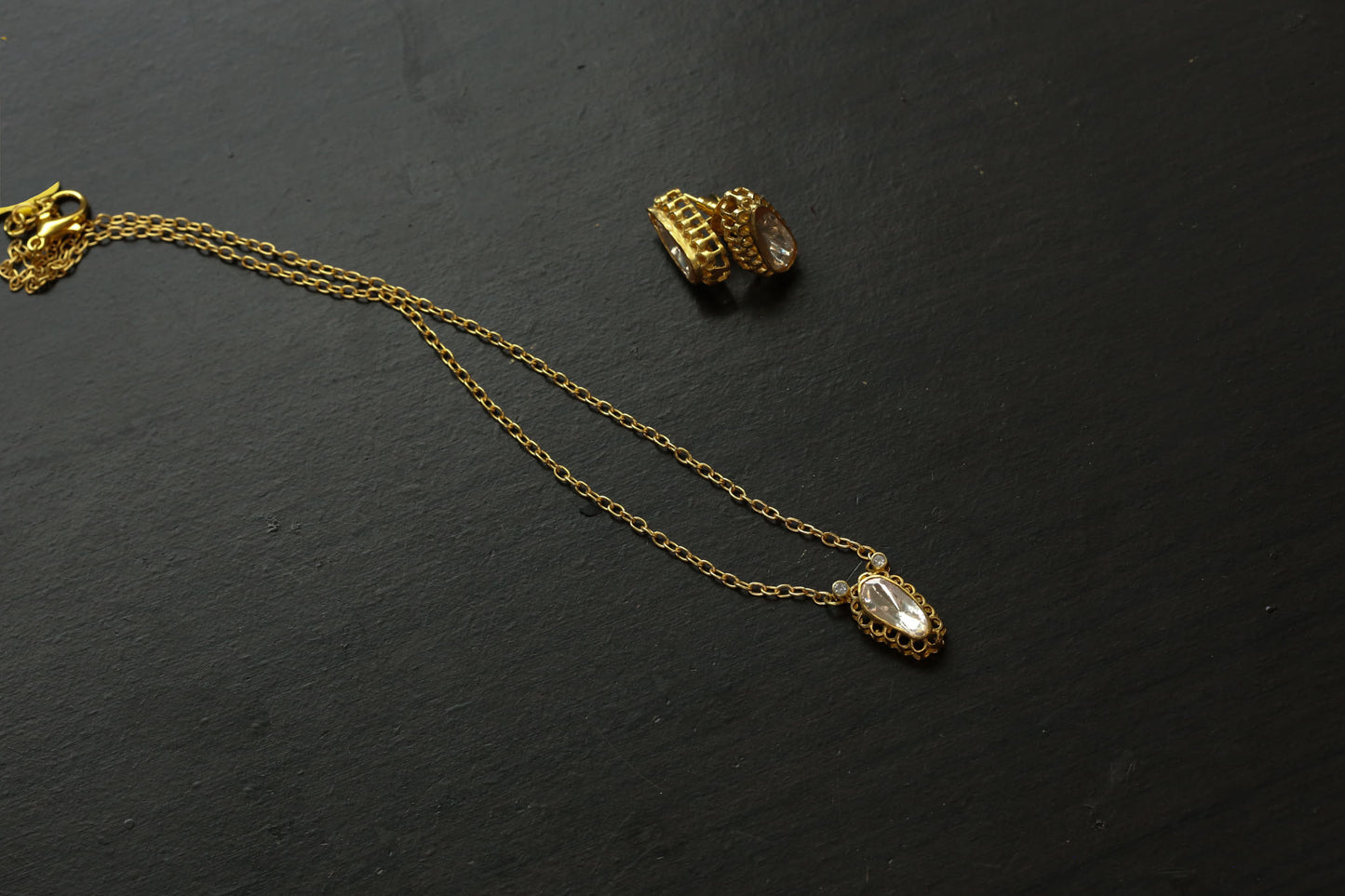 Dainty Mossanite Polki Necklace Set