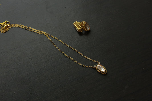 Dainty Mossanite Polki Necklace Set