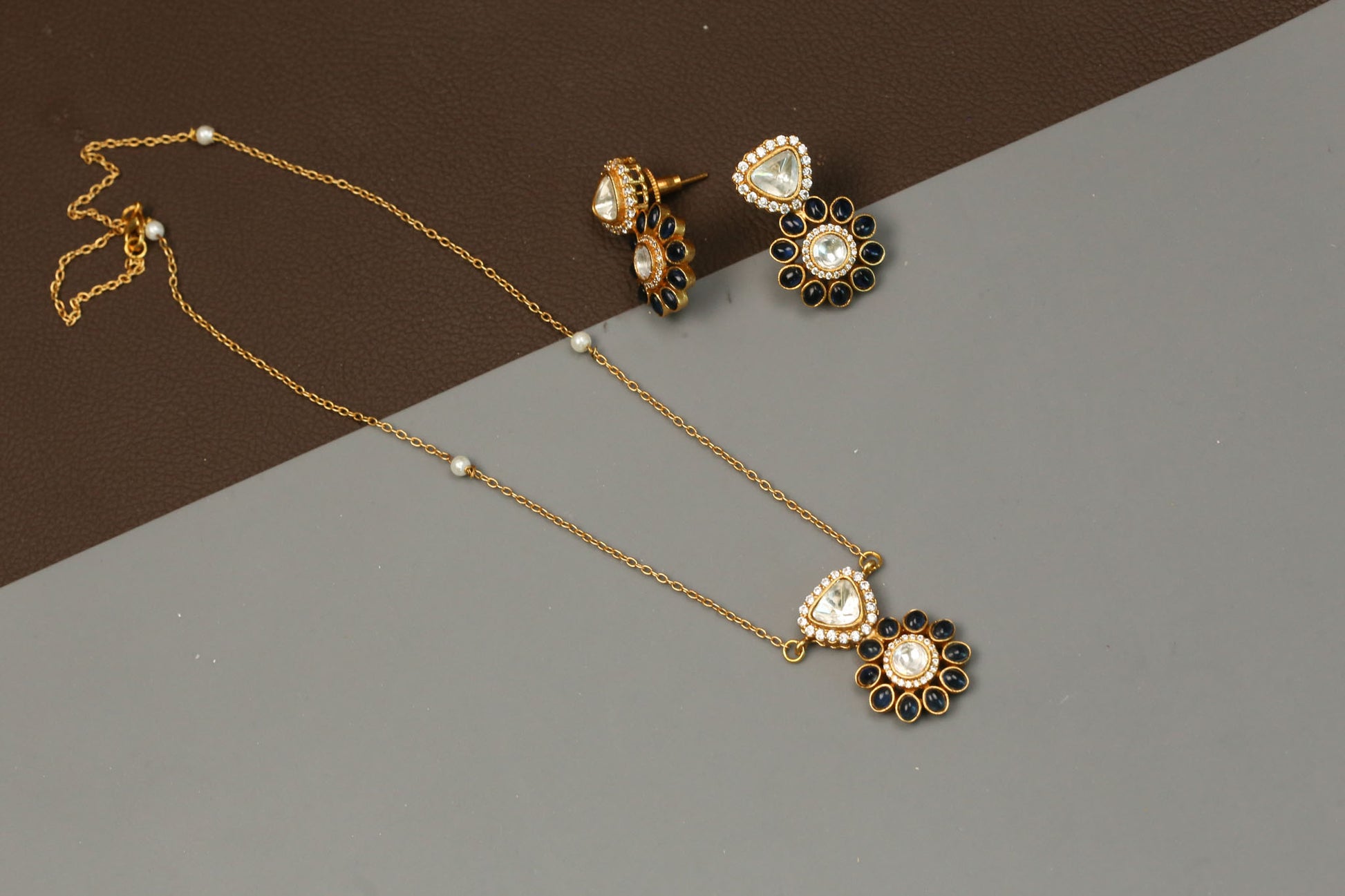 Polki & Kemp Pendant Set - Blue