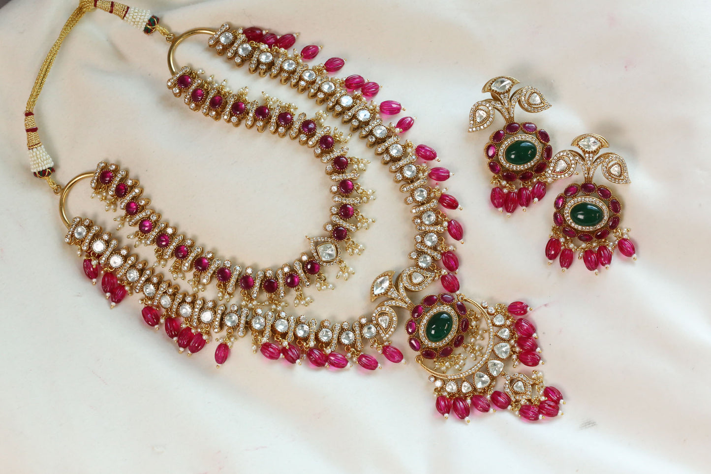 Polki Kundan & Ruby Pota Doublet Necklace Set