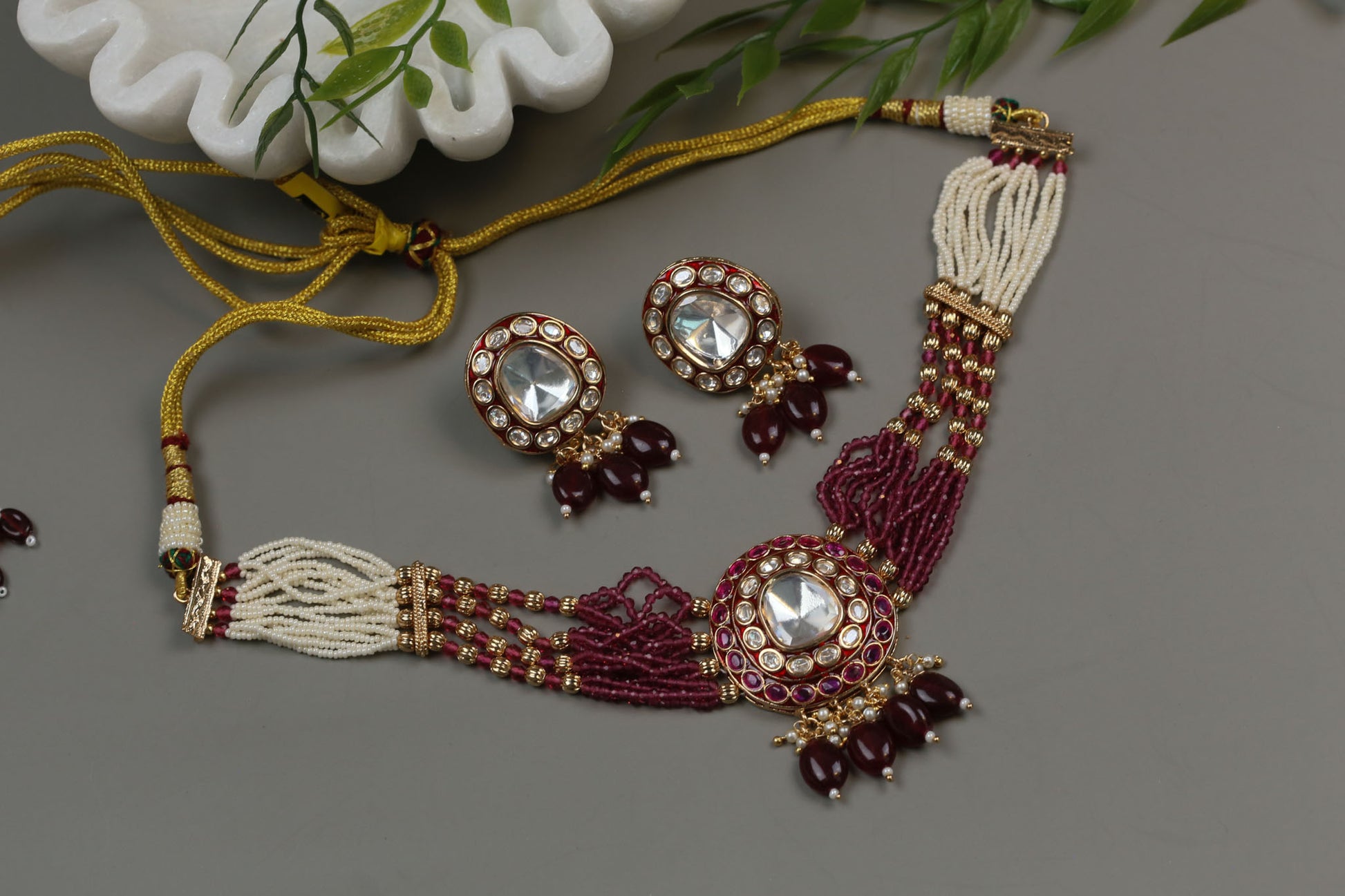 Uncut Kundan Choker Set - Red