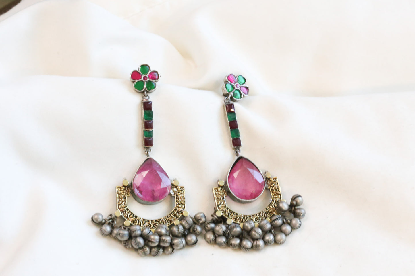 Pink Jadau Fusion Dual Tone Chandbaali - Colors
