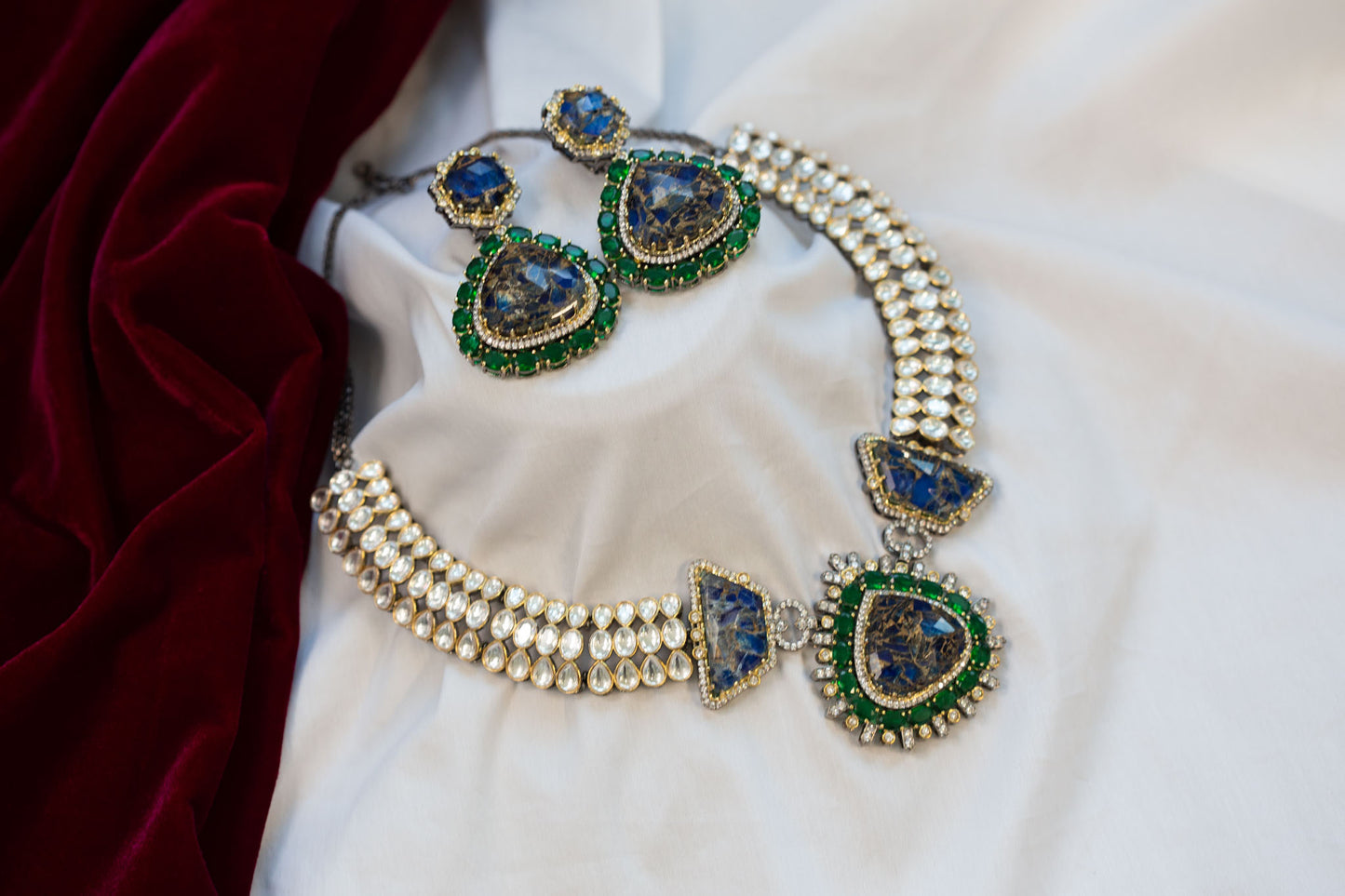 Mosaic Doublet & Kundan Necklace Set