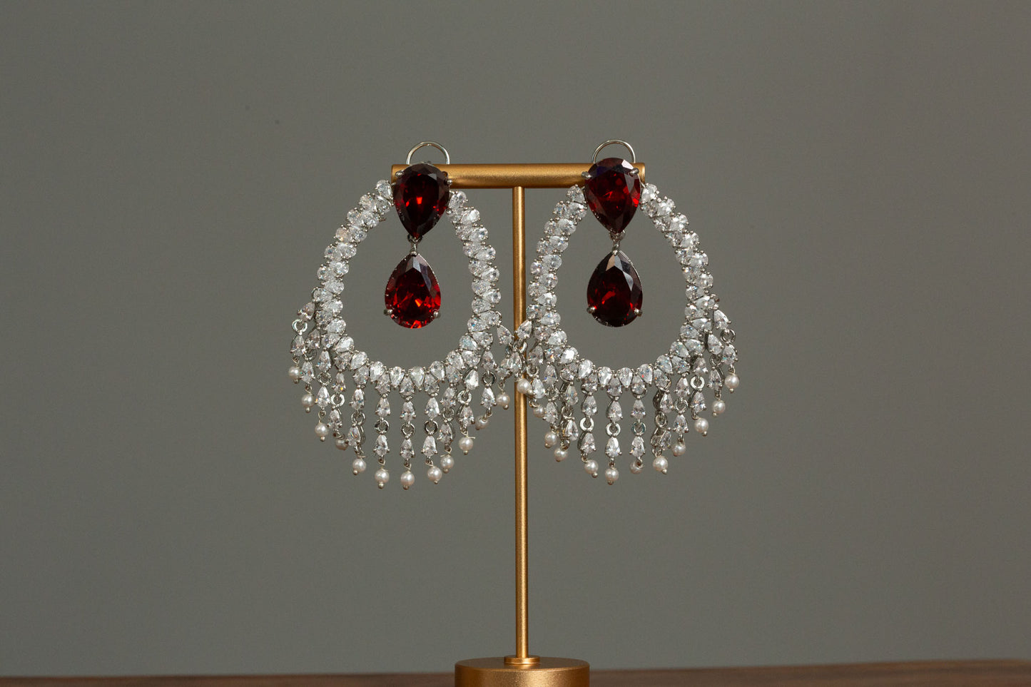 Alia Bhatt CZ Earrings - Red