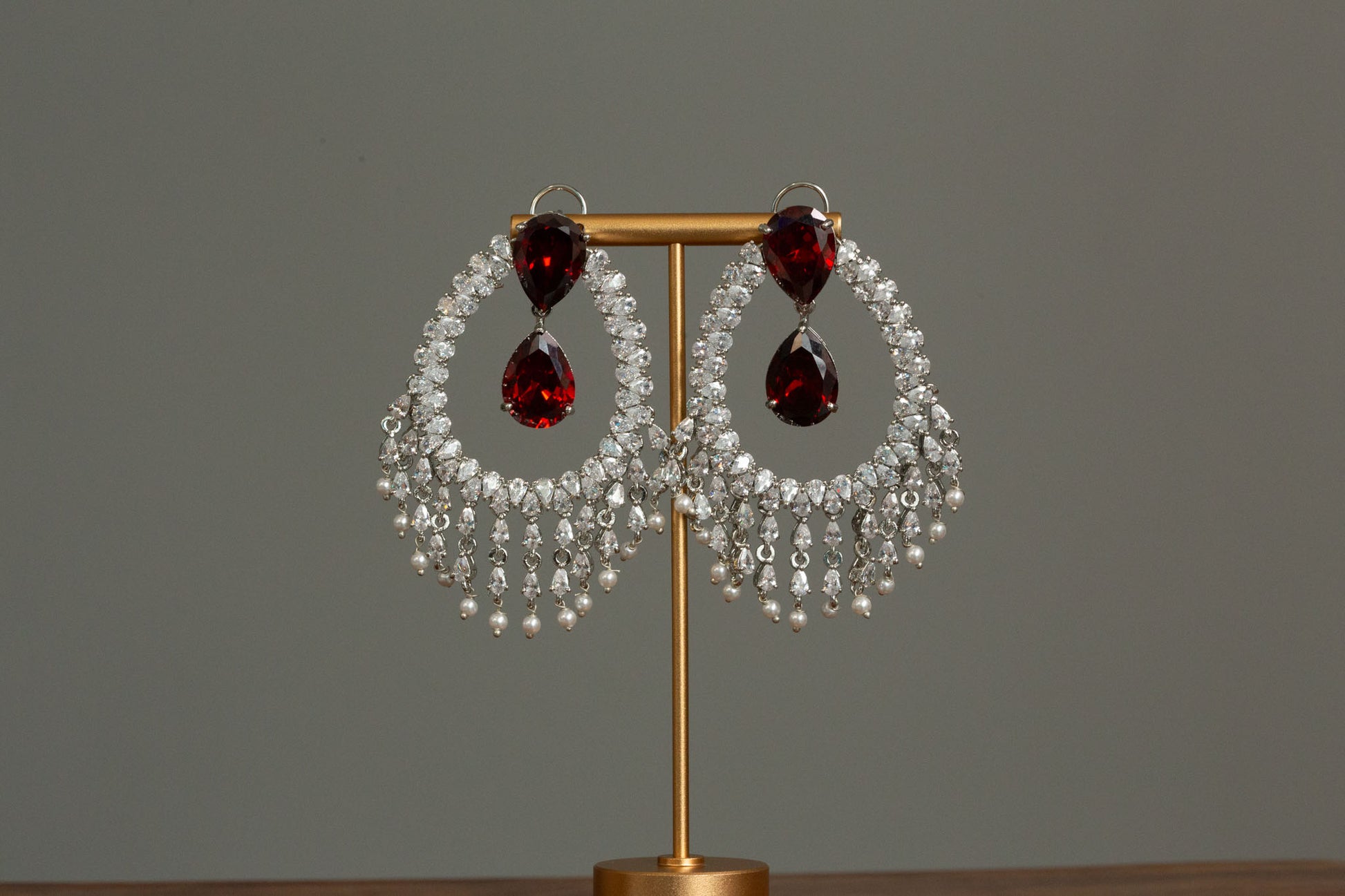 Alia Bhatt CZ Earrings - Red