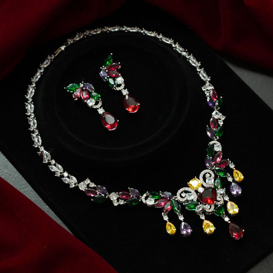 Veera Multi Color CZ Necklace Set