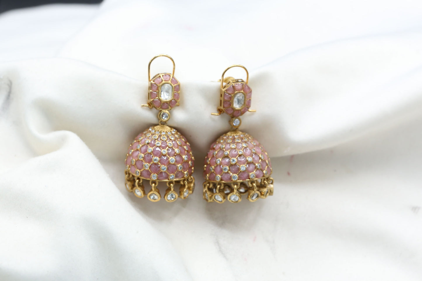 Takkar Kundan Polki Kundan Jhumka - Pink
