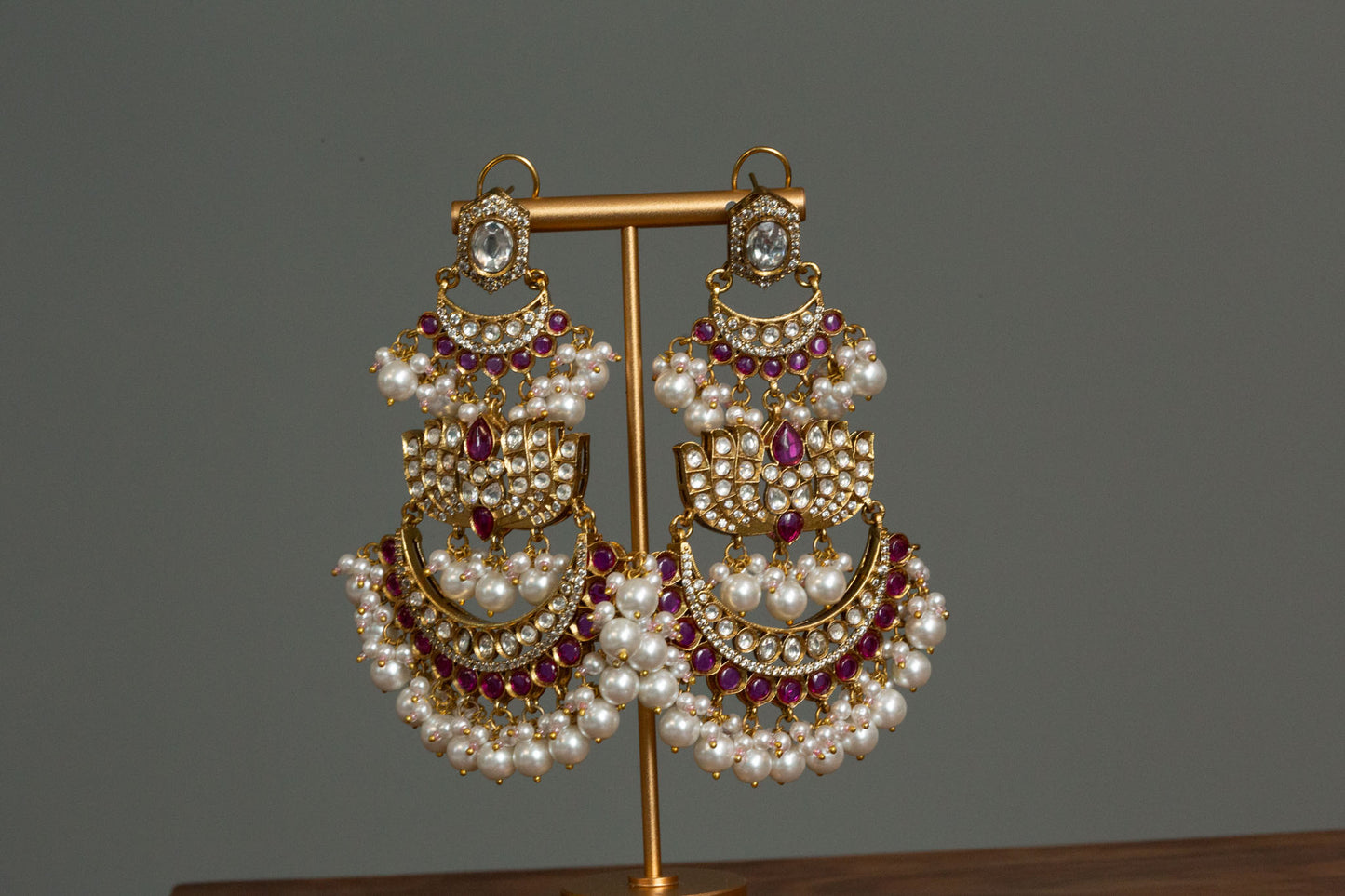 Alia Lotus Kundan Polki Earrings