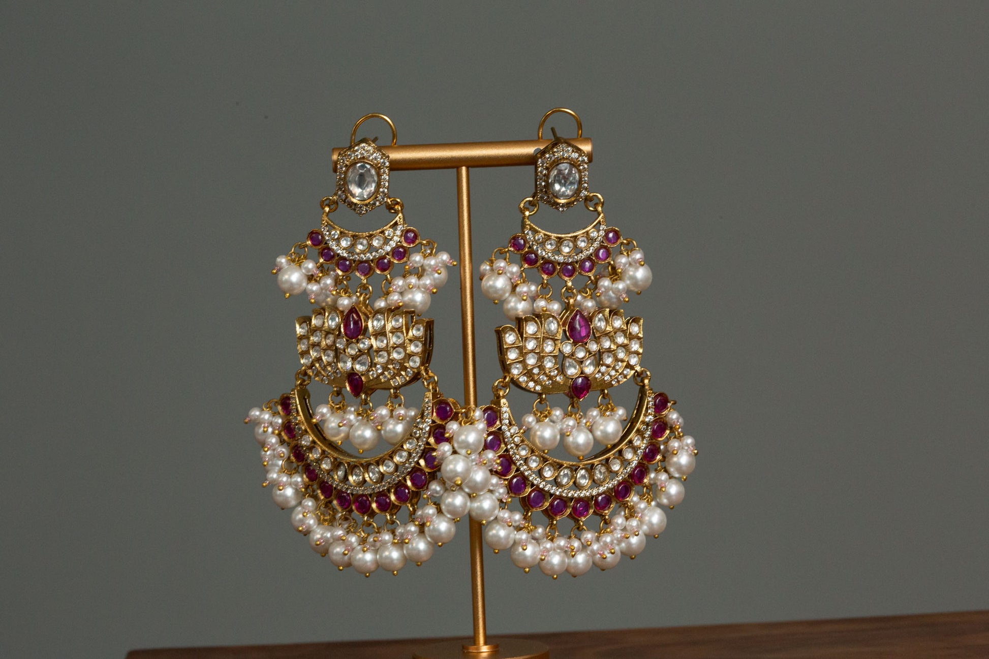 Alia Lotus Kundan Polki Earrings