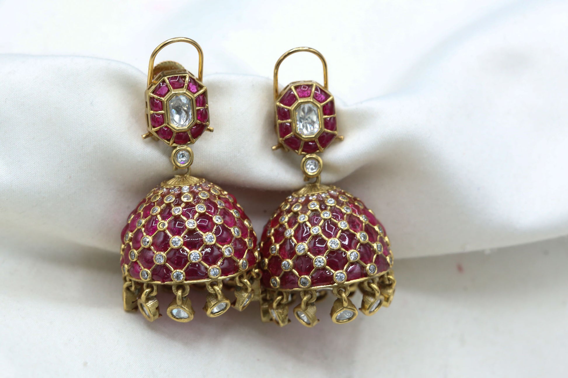 Takkar Kundan Polki Kundan Jhumka - Ruby