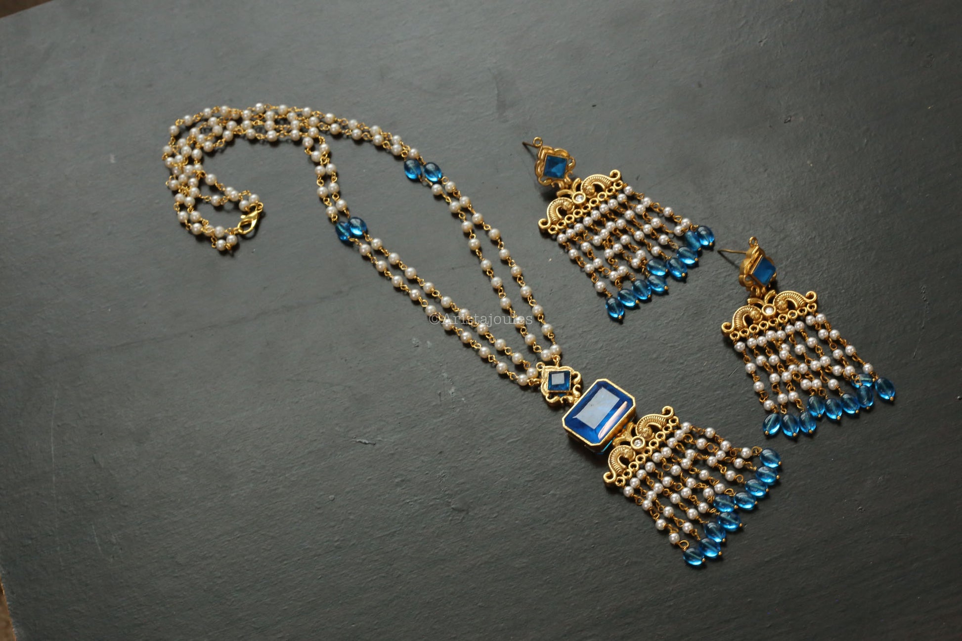 Aaira Designer Doublet Necklace Set  - Blue