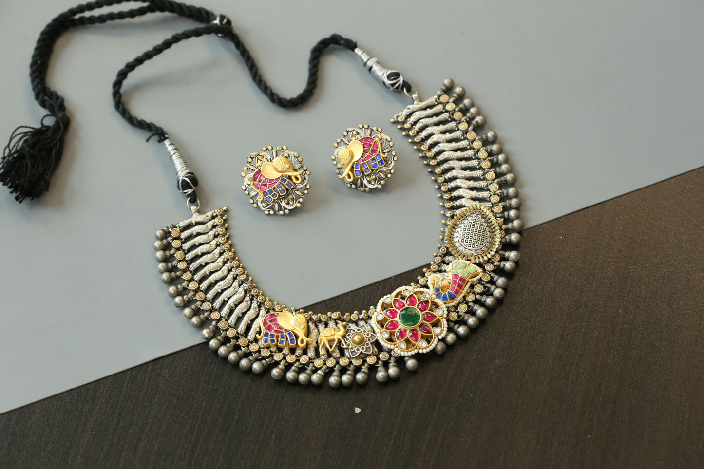 Jeet Fusion Kundan Brass Necklace Set