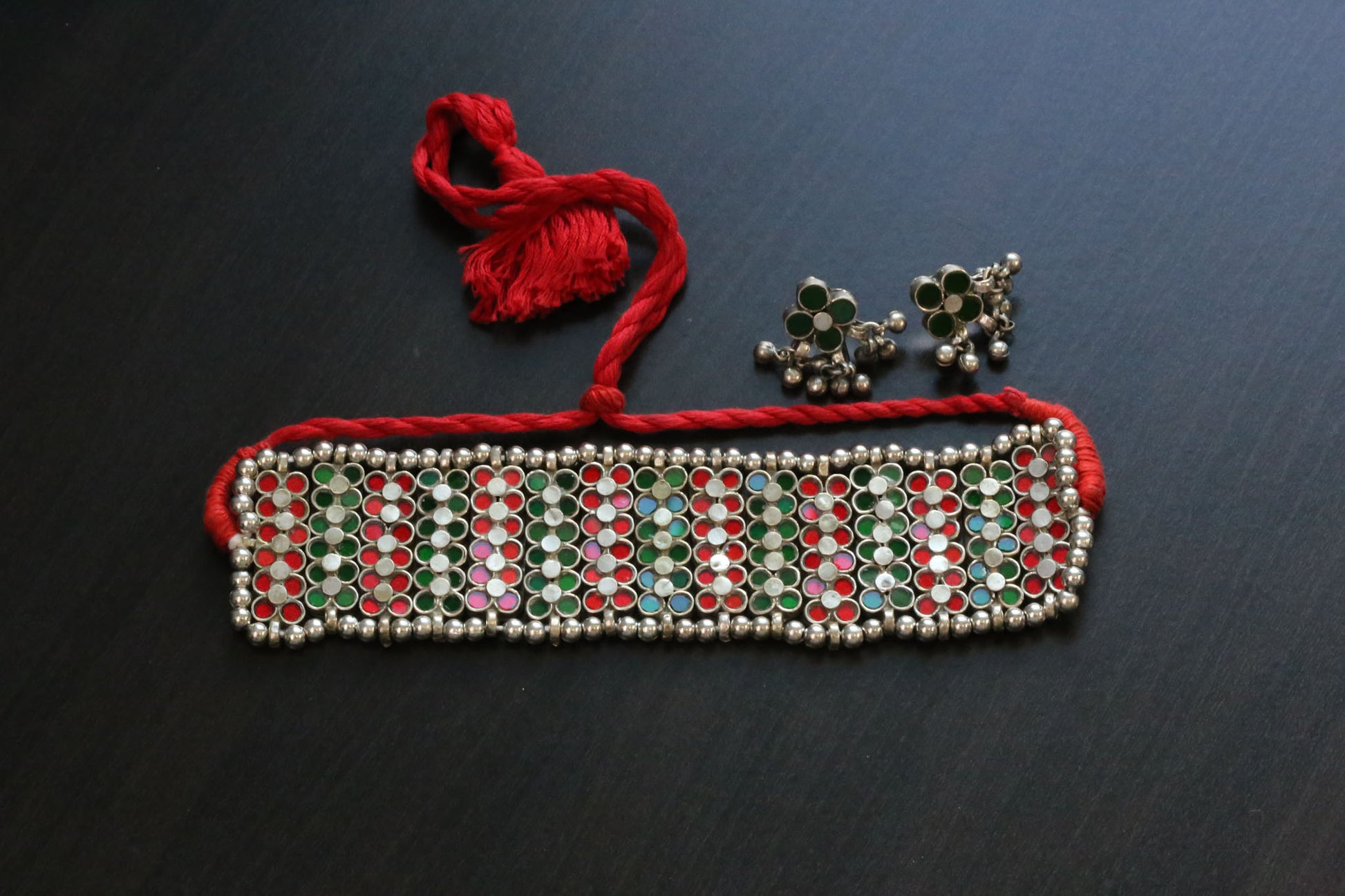 Darpan Choker Set - Red Green