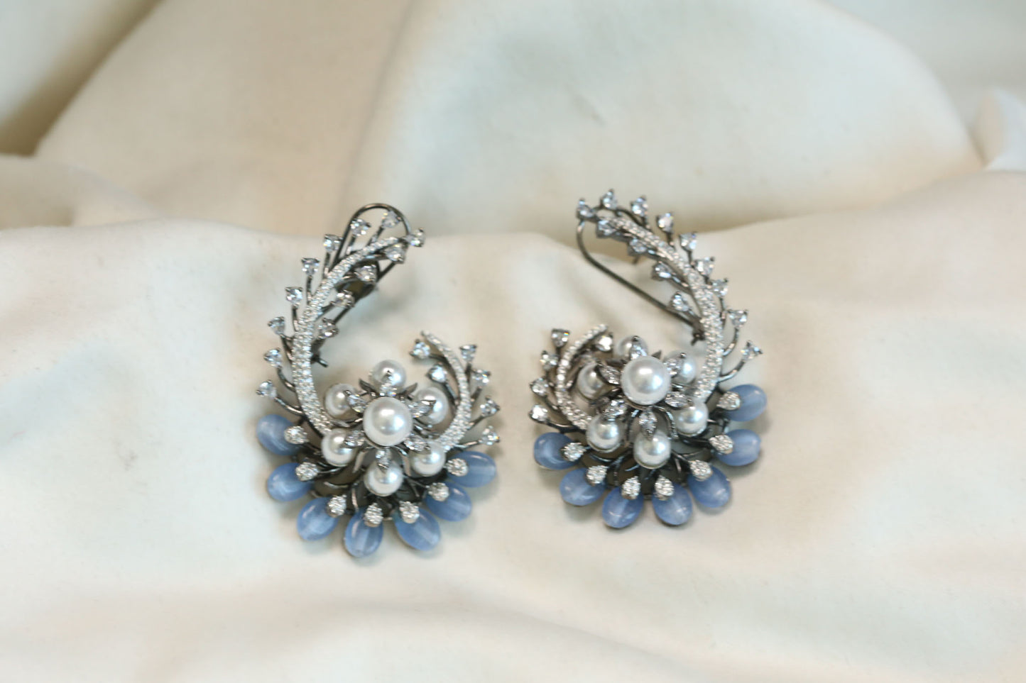 Designer Victorian CZ & Semiprecious Stone Earrings
