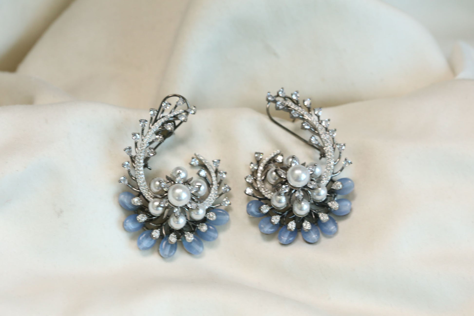 Designer Victorian CZ & Semiprecious Stone Earrings