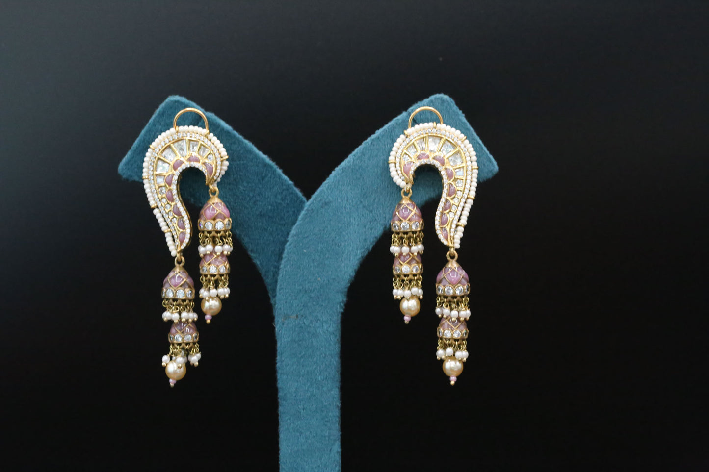 Tanvi Takkar Kundan Polki Kundan Jhumka -Pink