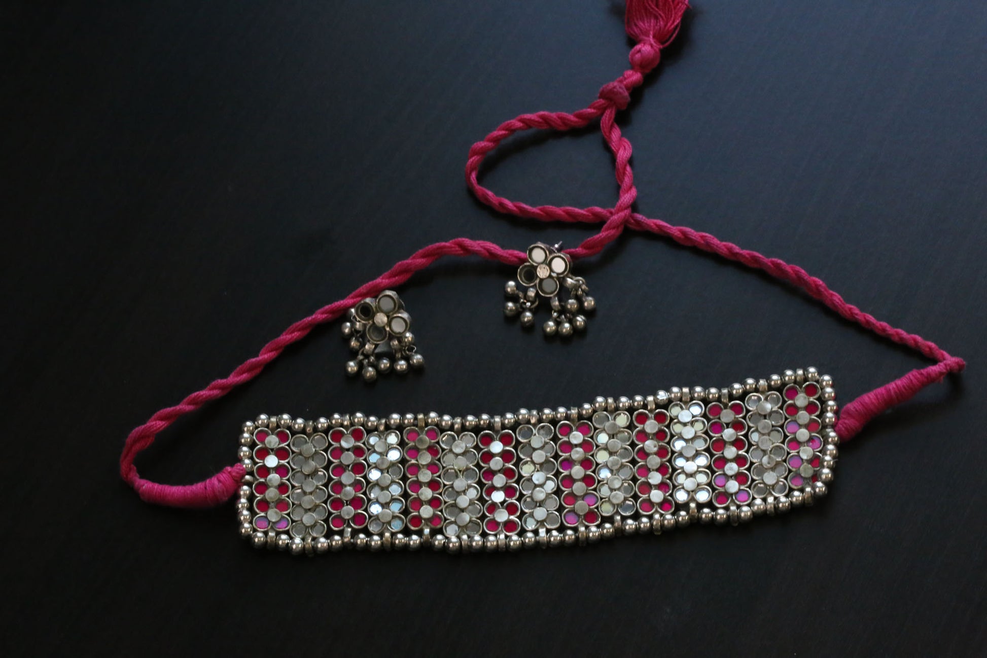 Darpan Choker Set - Pink Clear