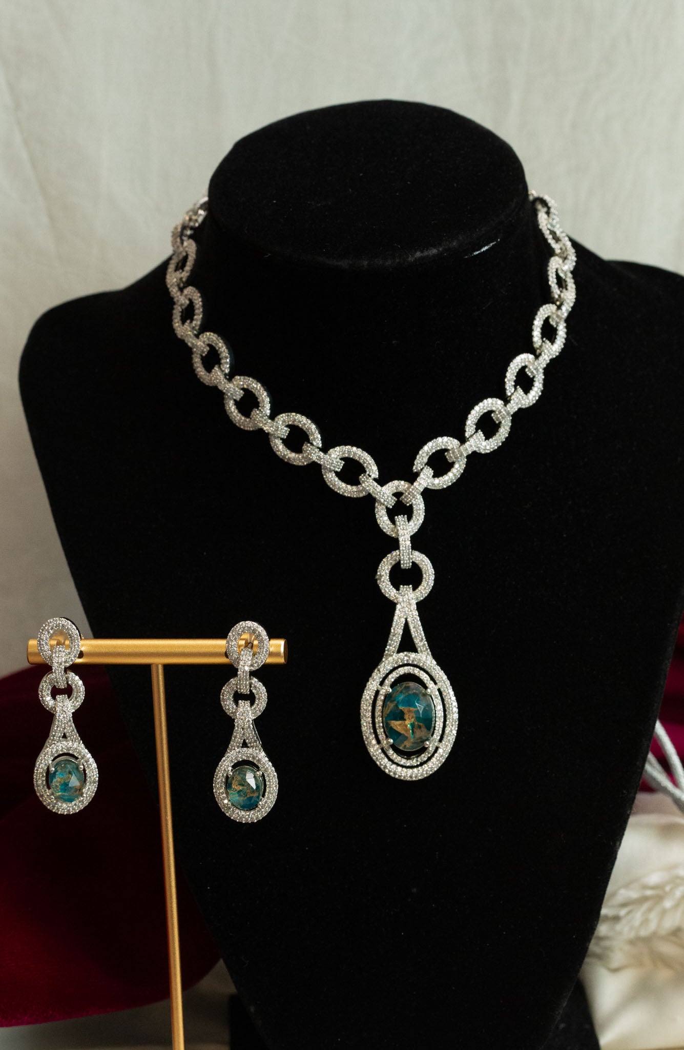 Noori Micro CZ & Mosiac Doublet Necklace Set