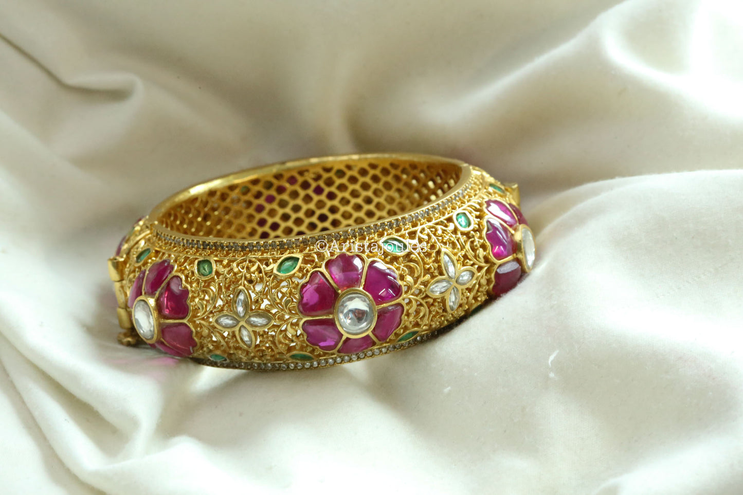 Zareen Premium Designer Jadau Kundan Bracelet  (Openable 2.4)