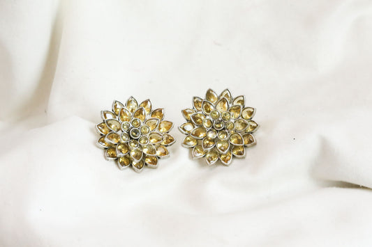 3-In-1 Oversized Oxidized Studs- Yellow
