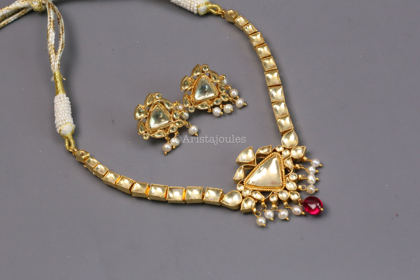 Suvarna Fresh Water Pearls & Yellow Polki Kundan Set