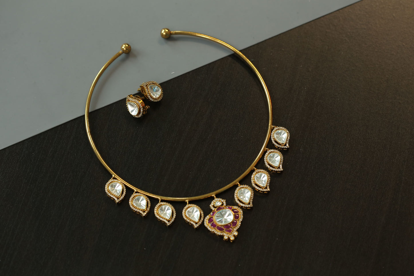 Premium Polki Kundan Hasli Set