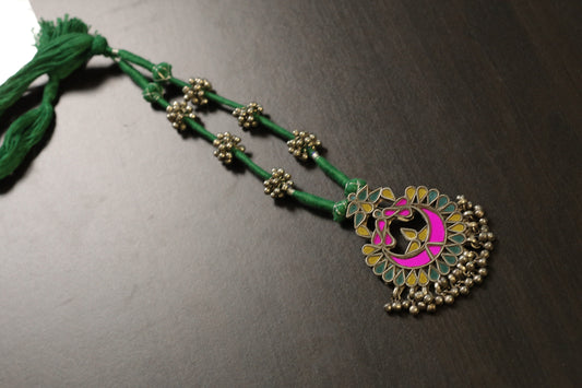 Radha Real Glass Oxidized Necklace (T103-52)
