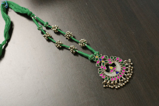 Radha Real Glass Oxidized Necklace (T103-53)