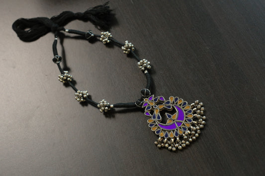 Radha Real Glass Oxidized Necklace (T103-54)
