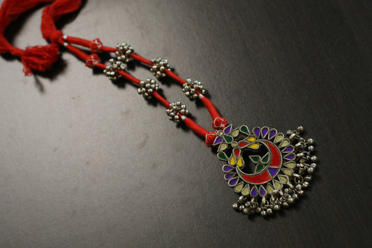 Radha Real Glass Oxidized Necklace (T103-55)