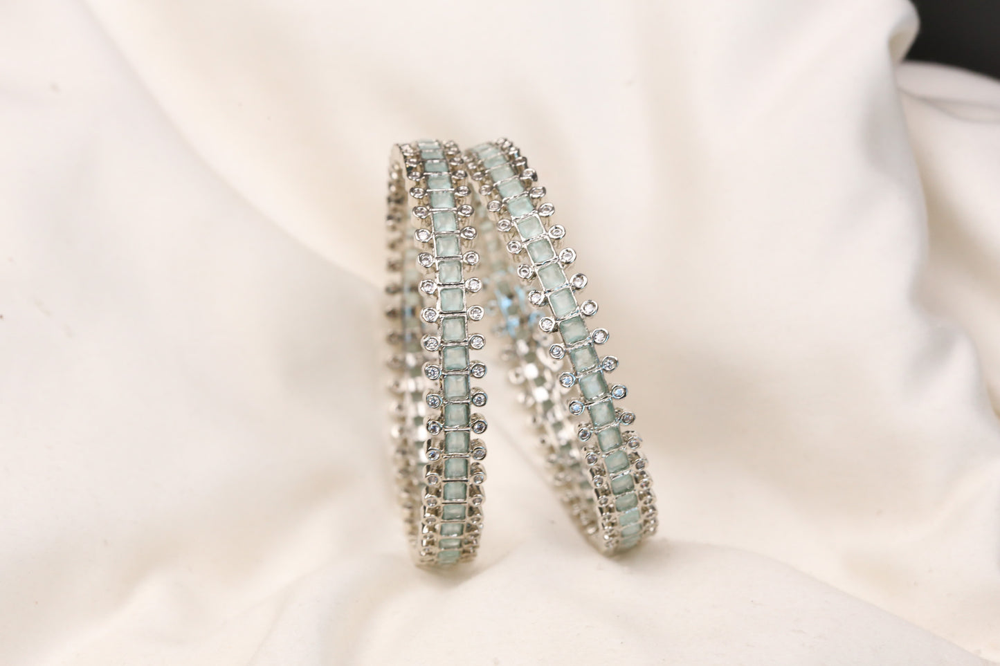 Mint Silver CZ Bangles ( 2.6)