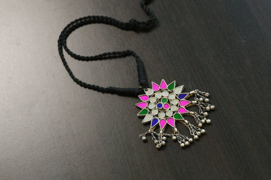 Rachna Real Glass Oxidized Necklace (T103-56)
