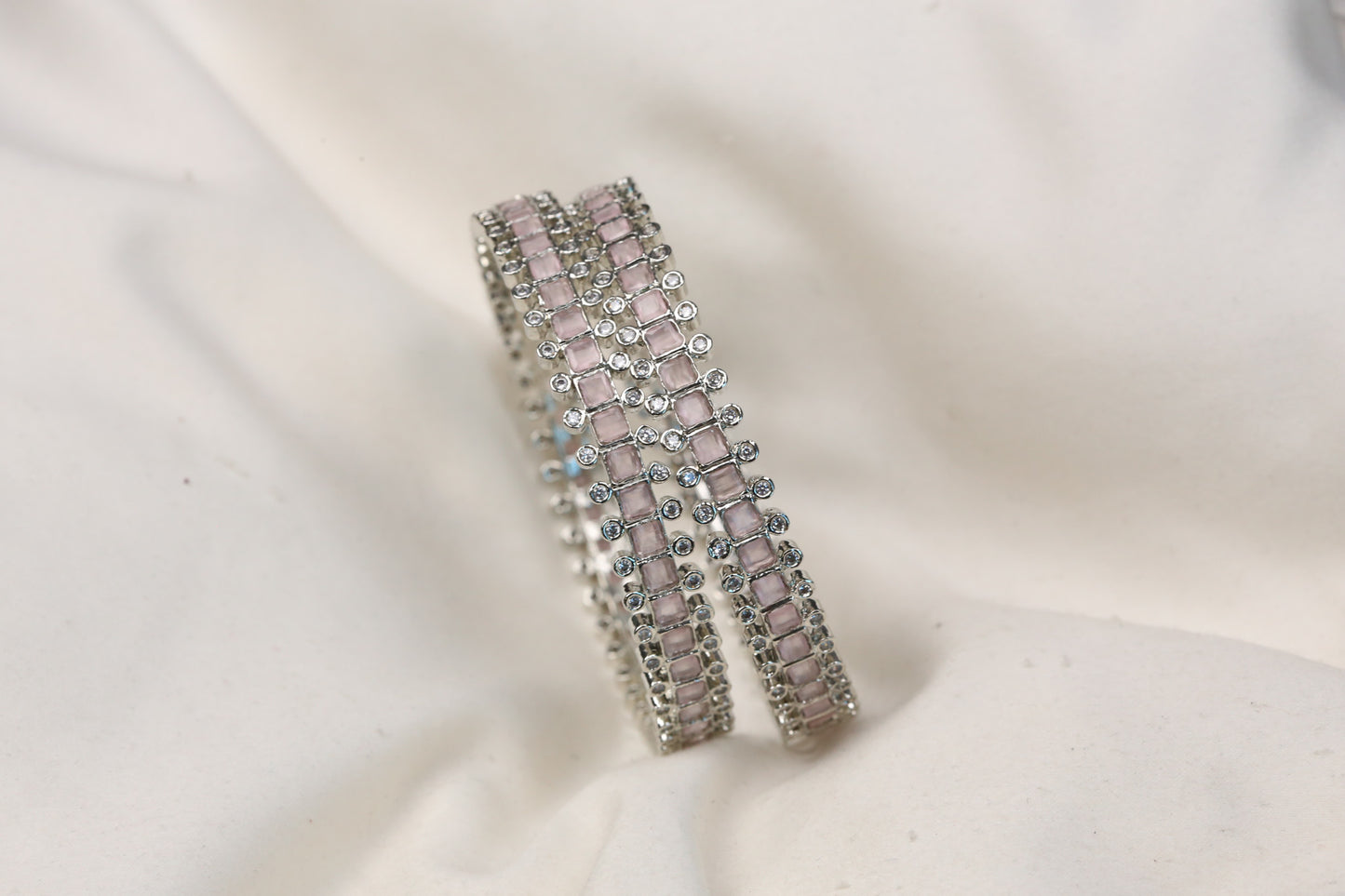 Pink Silver CZ Bangles (2.6)