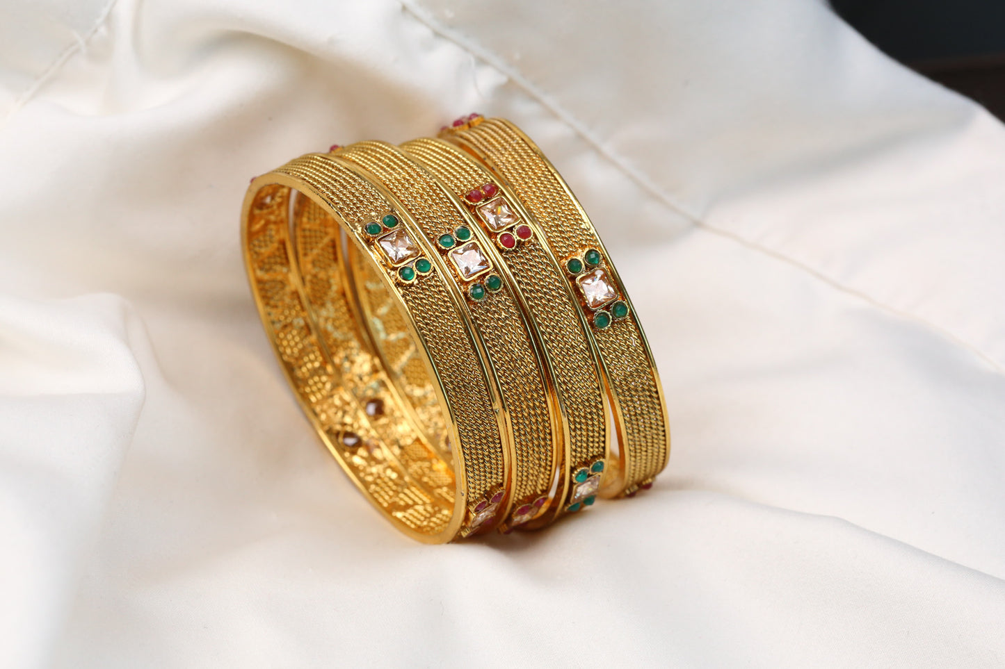 Gold Plated Kemp Bangles (2.2) - Set of 4