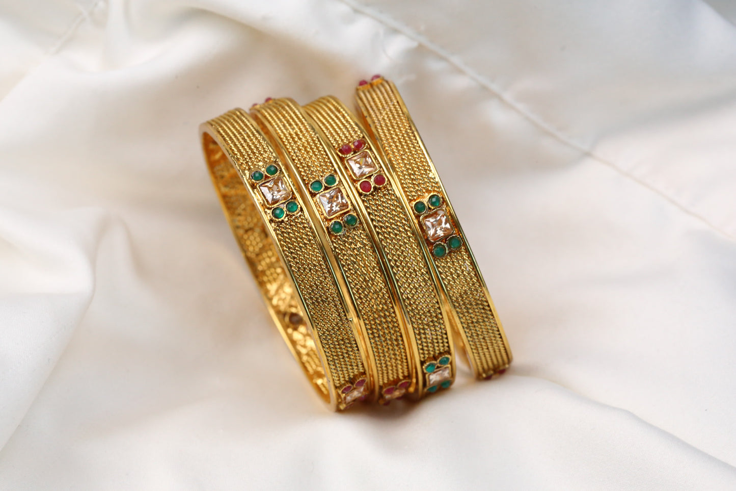 Gold Plated Kemp Bangles (2.2) - Set of 4