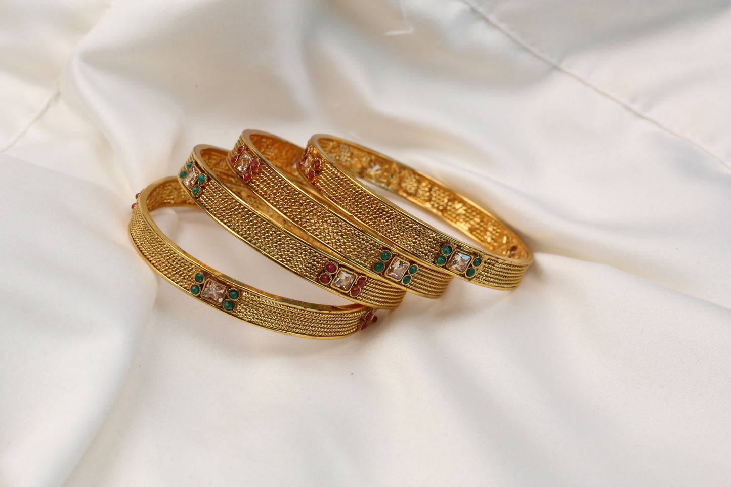 Gold Plated Kemp Bangles (2.2) - Set of 4