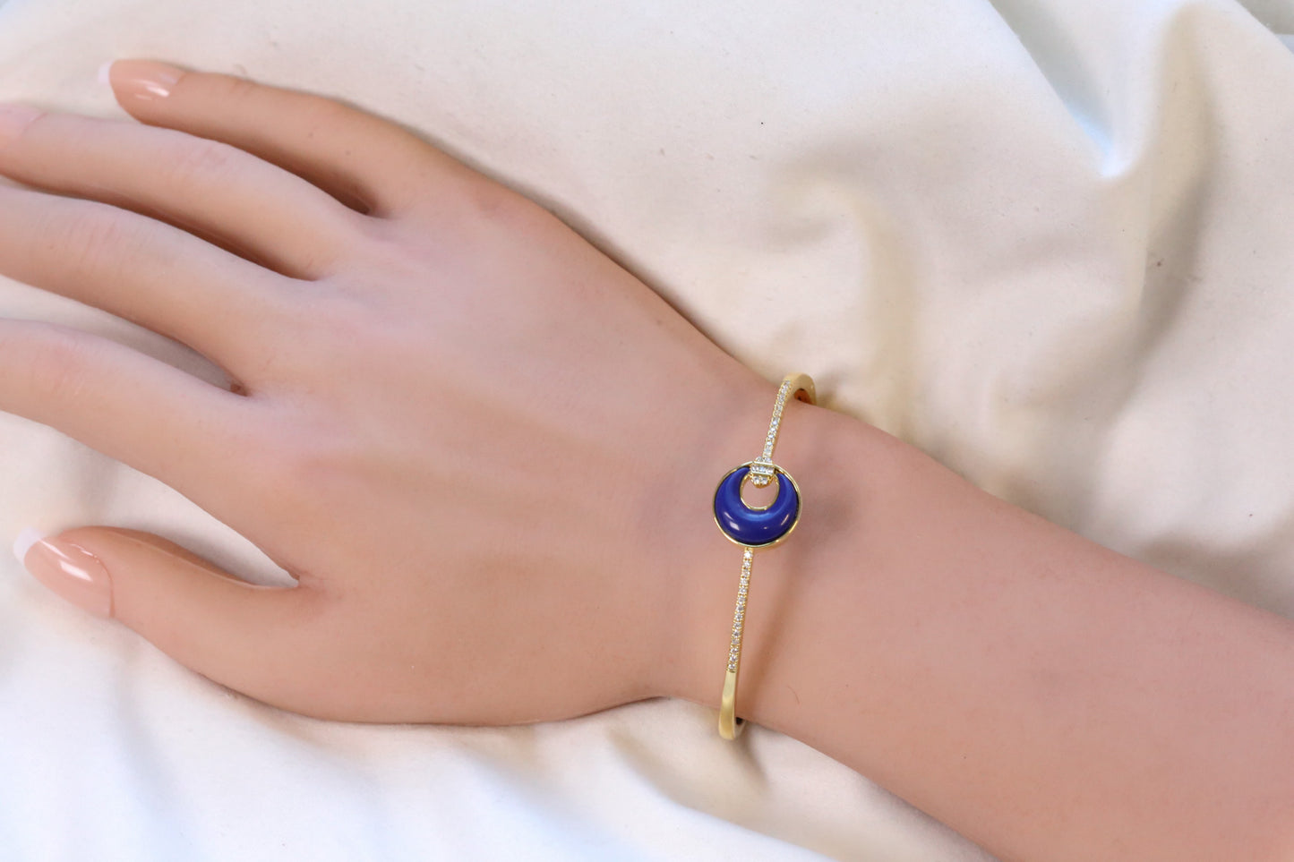 Openable Micro CZ Lapis Bracelet - Gold