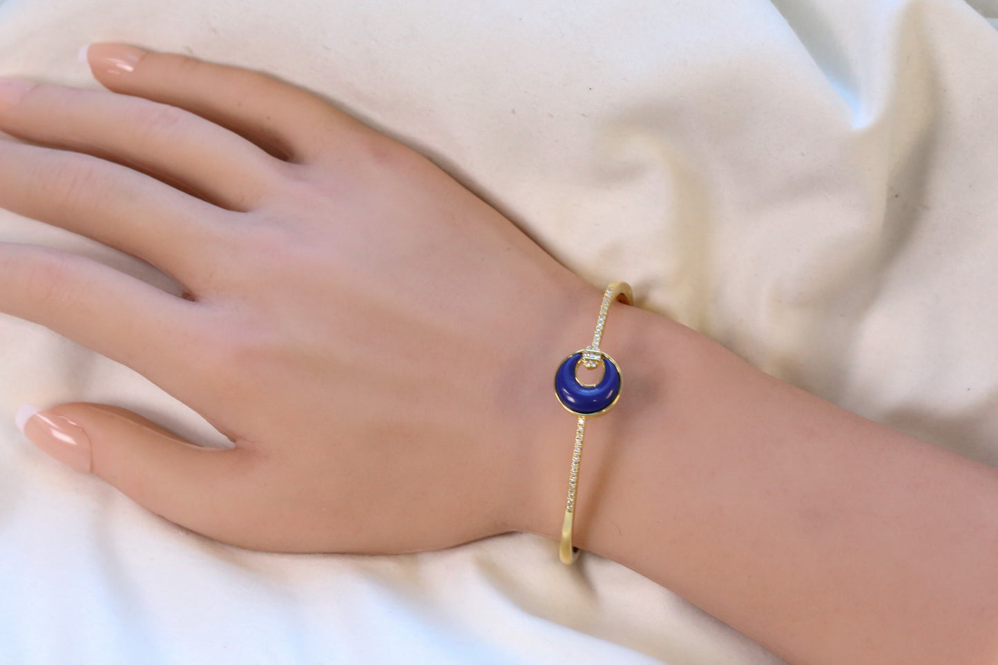 Openable Micro CZ Lapis Bracelet - Gold