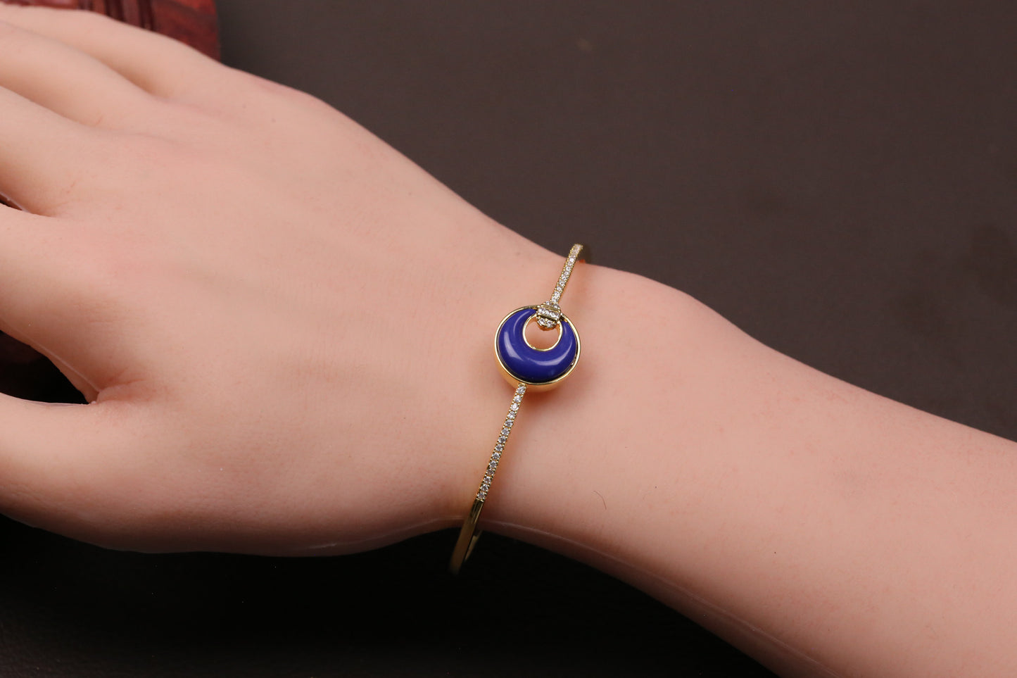 Openable Micro CZ Lapis Bracelet - Gold