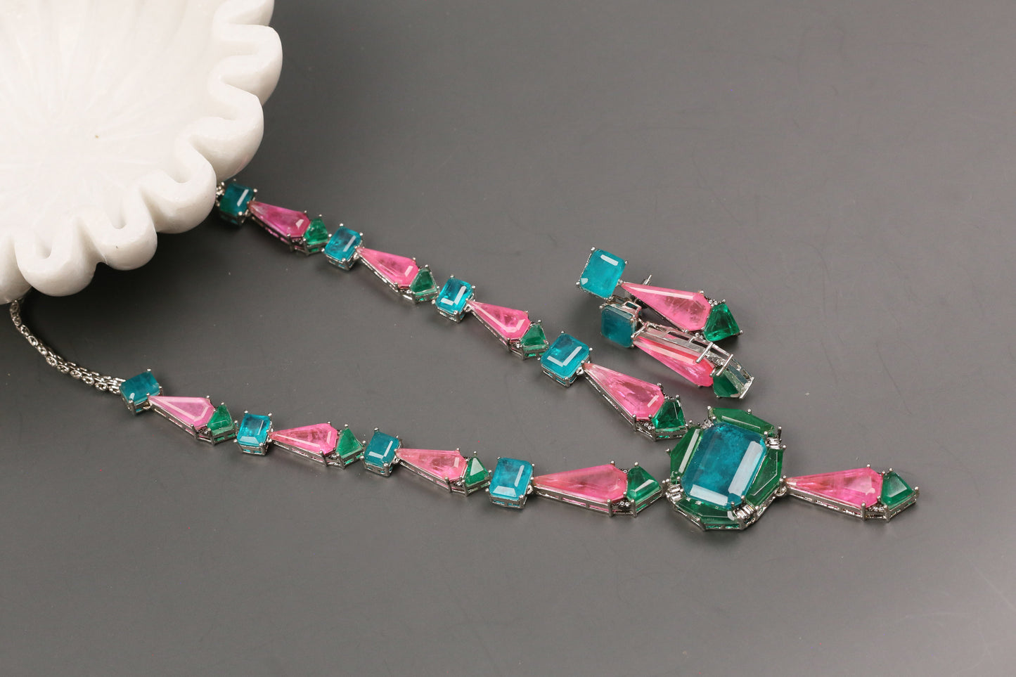 Kiara Multi Color Doublet Necklace Set