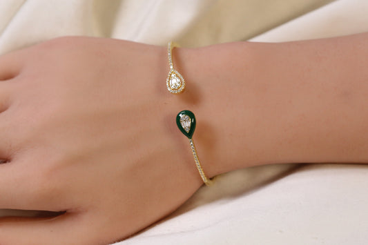 Bliss Openable Micro CZ Gold Bracelet- Green