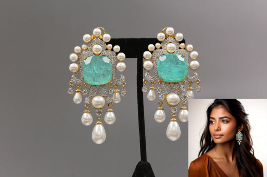 Rekha Doublet Earrings - Mint