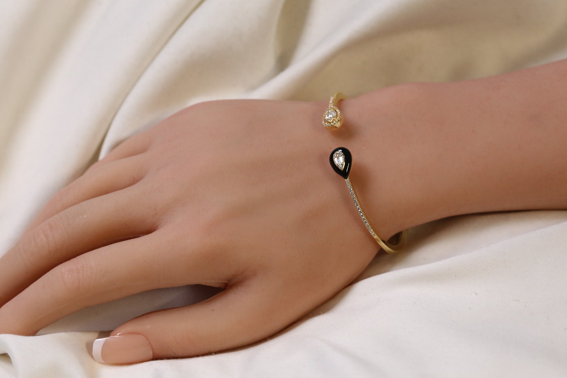 Bliss Openable Micro CZ Gold Bracelet - Black