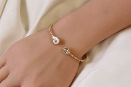 Bliss Openable Micro CZ Gold Bracelet - Ivory