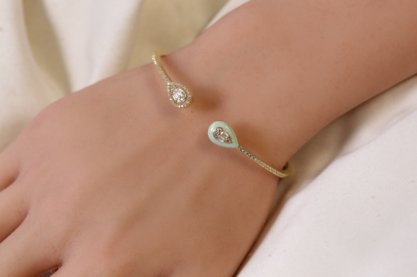 Bliss Openable Micro CZ Gold Bracelet - Mint
