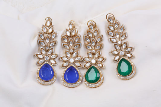 Reva Uncut Polki, Micro CZ & Doublet Earrings